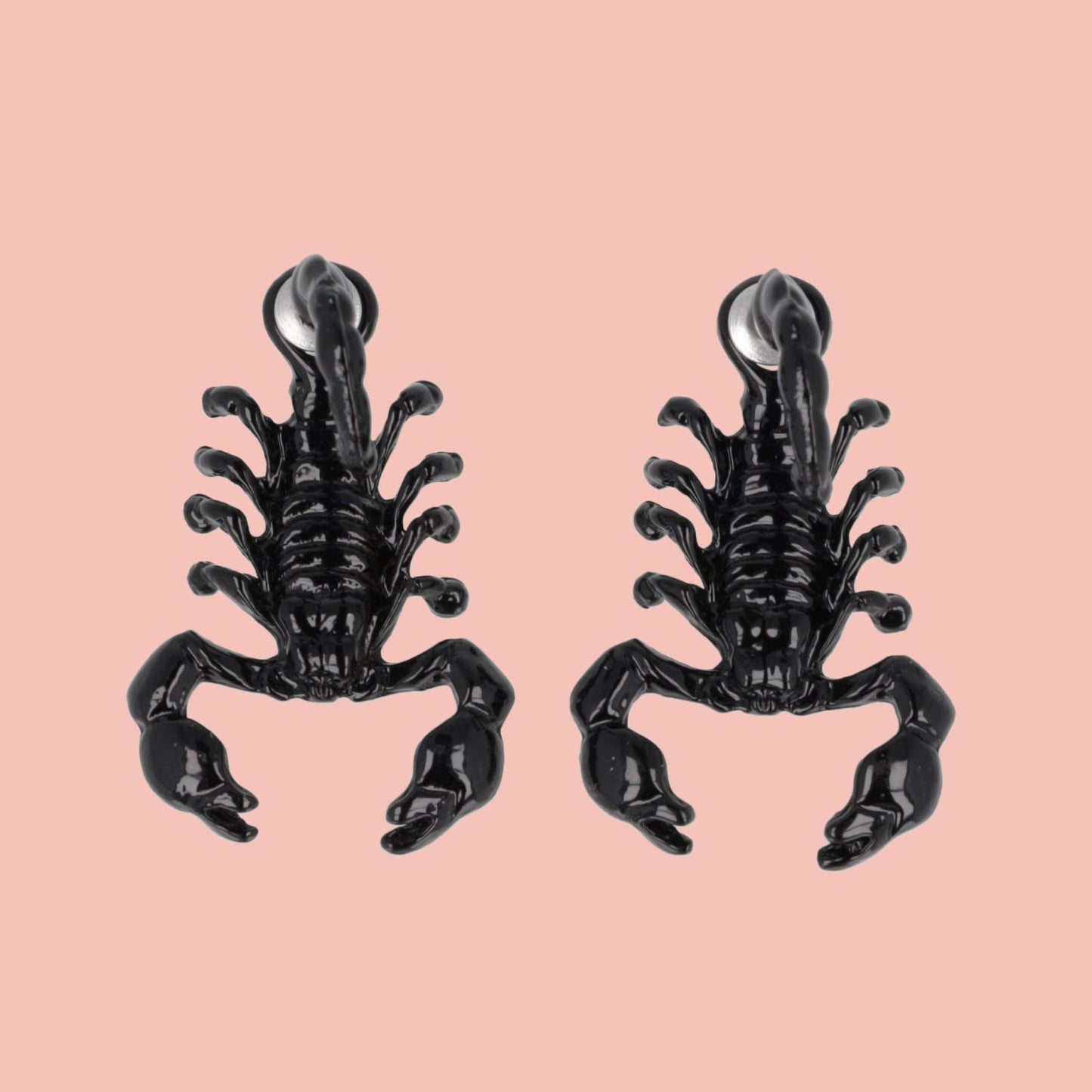 Shiny Black Scorpion 2 Piece Stud Earrings