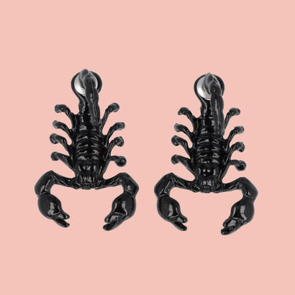 Shiny Black Scorpion 2 Piece Stud Earrings