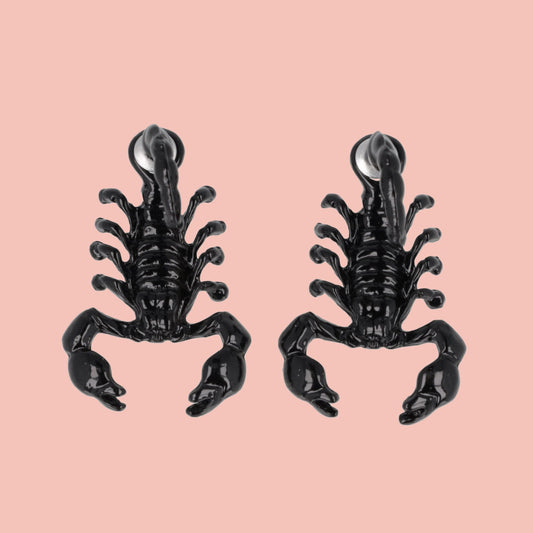 Shiny Black Scorpion 2 Piece Stud Earrings