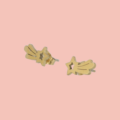 Shooting Star Stud Earrings (Gold Plated)