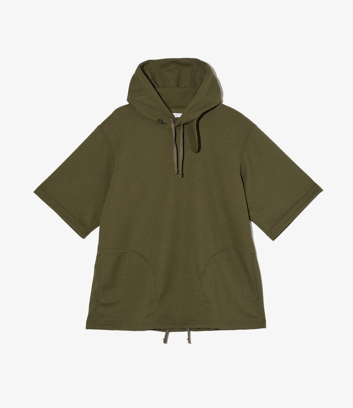 Short Sleeve Hoody - Olive Diamond Poly Knit