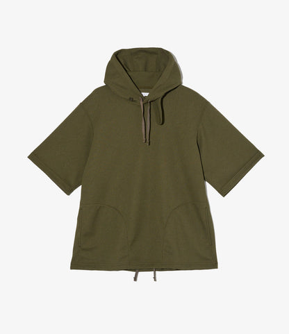 Short Sleeve Hoody - Olive Diamond Poly Knit