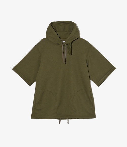 Short Sleeve Hoody - Olive Diamond Poly Knit
