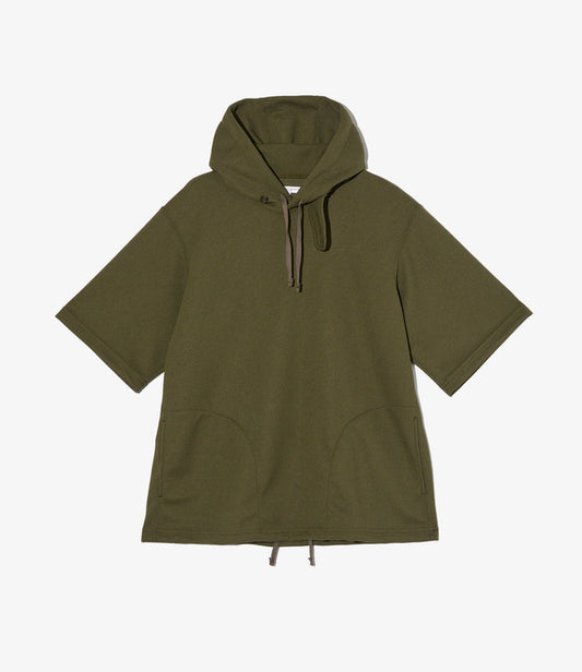 Short Sleeve Hoody - Olive Diamond Poly Knit