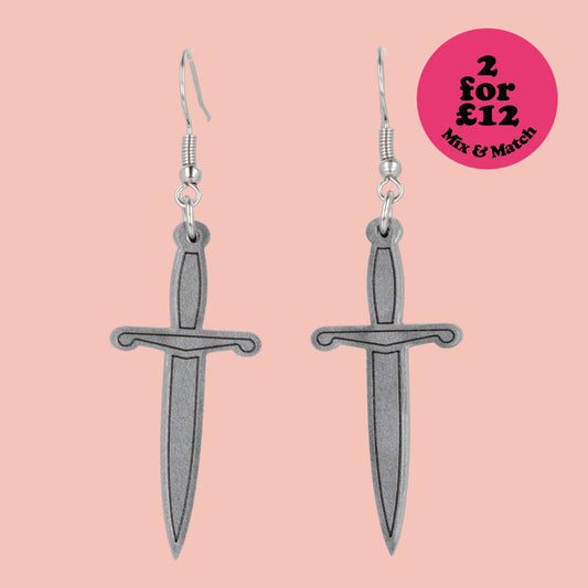 Silver Dagger Earrings