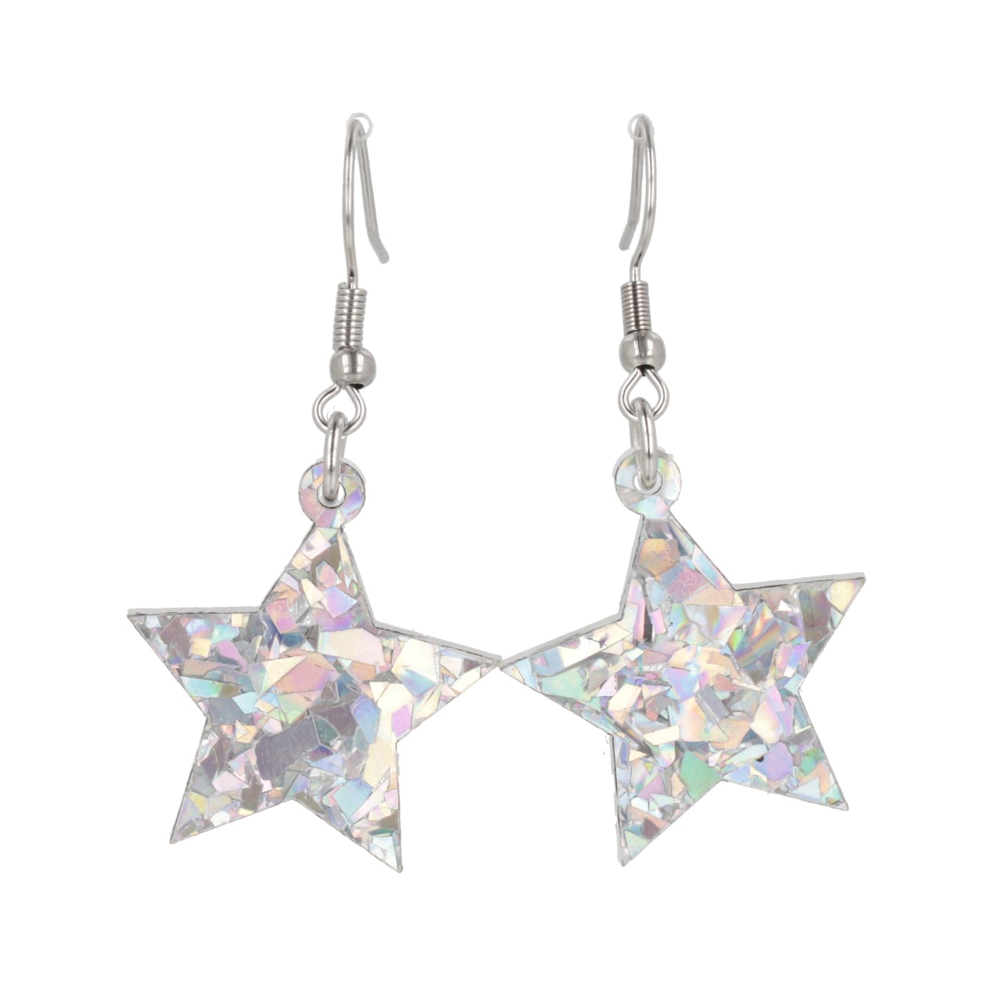 Silver Confetti Stars Earrings