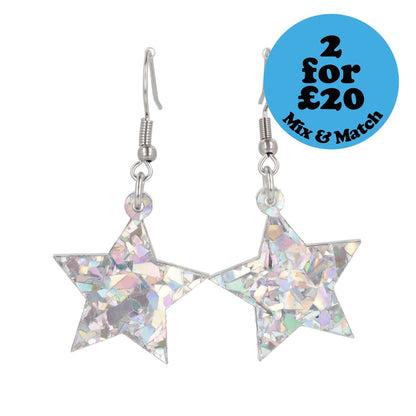 Silver Confetti Stars Earrings