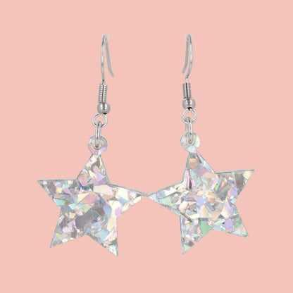 Silver Confetti Stars Earrings