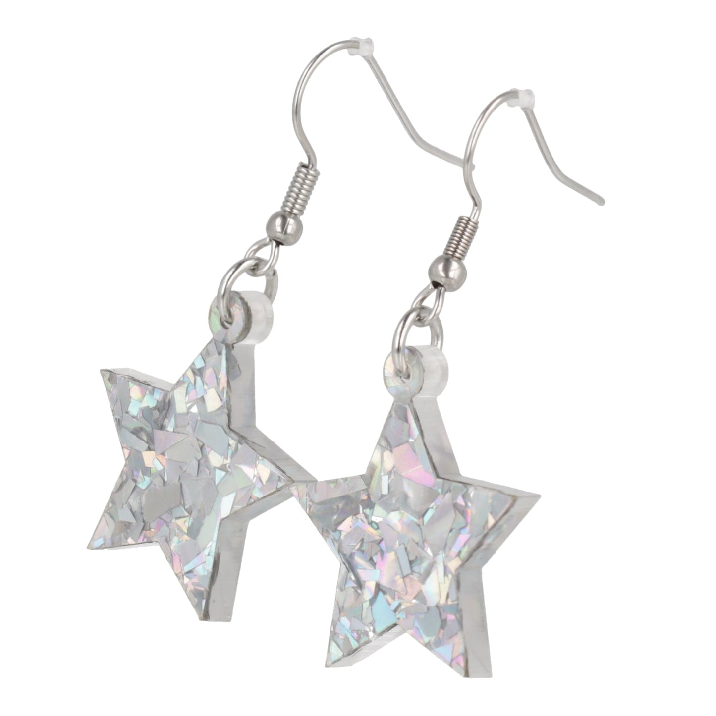 Silver Confetti Stars Earrings