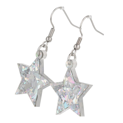 Silver Confetti Stars Earrings