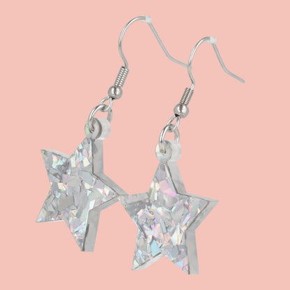Silver Confetti Stars Earrings
