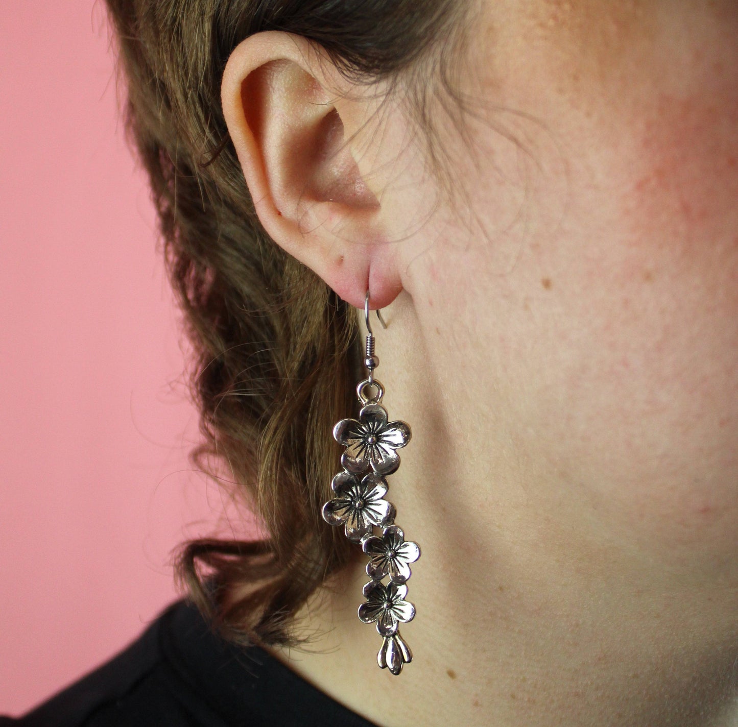 Silver Flowers Earrings