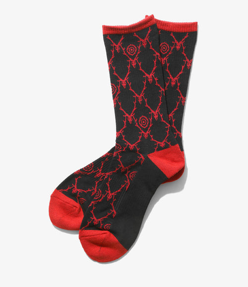 Socks - Red - Cotton Jq. / Skull&Target