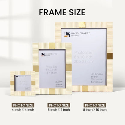Soft ivory Resin Inlay Picture Frame Set with Brass Accent ( 5 Pieces)
