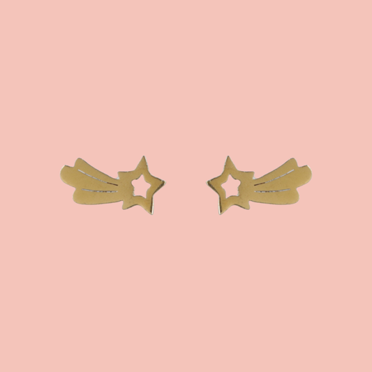 Shooting Star Stud Earrings (Gold Plated)