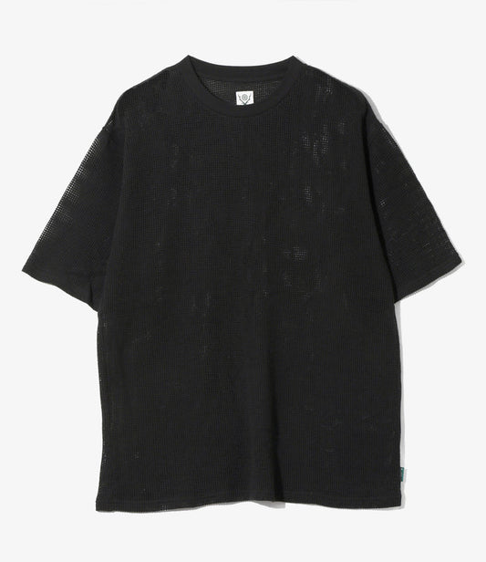 S/S Crew Neck Tee - Black - Cotton Mesh