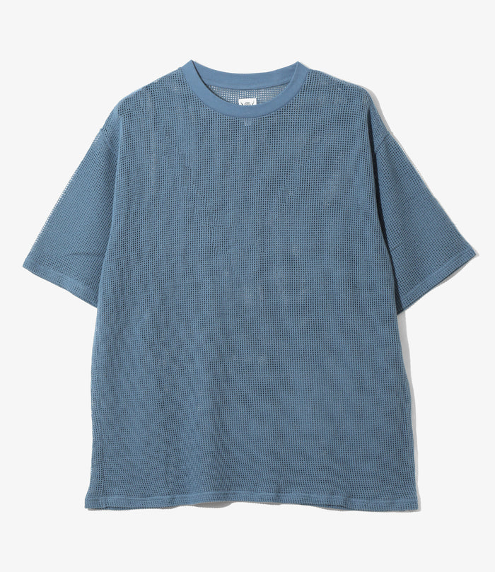 S/S Crew Neck Tee - Blue - Cotton Mesh