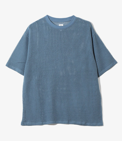 S/S Crew Neck Tee - Blue - Cotton Mesh