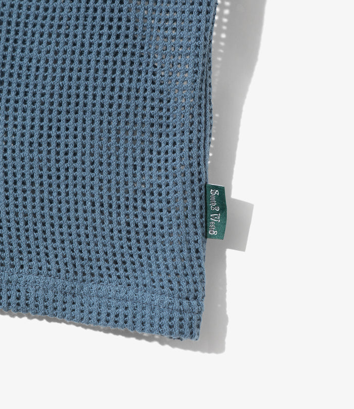 S/S Crew Neck Tee - Blue - Cotton Mesh