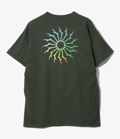 S/S Crew Neck Tee - Dk.Green - Skull & Target Gradation