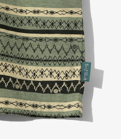 S/S Crew Neck Tee - Olive - Stripe Jersey / Stripe Printed