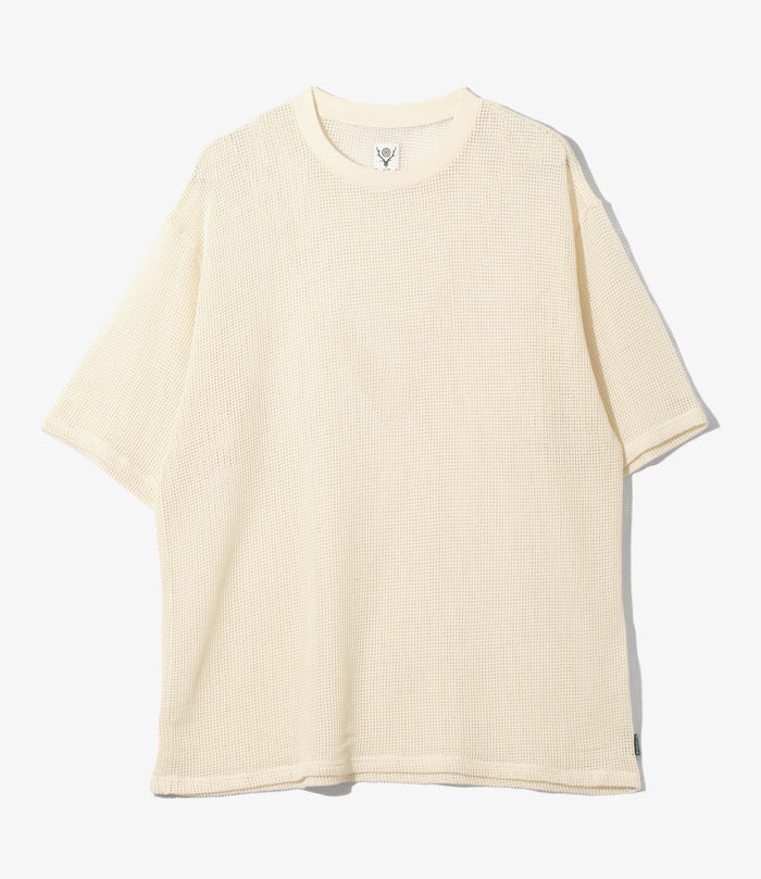 S/S Crew Neck Tee - White - Cotton Mesh