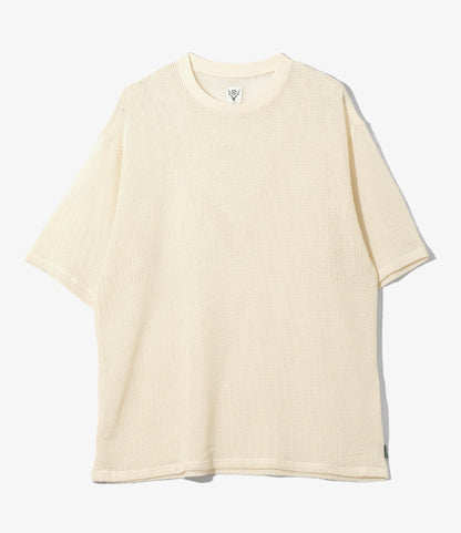 S/S Crew Neck Tee - White - Cotton Mesh