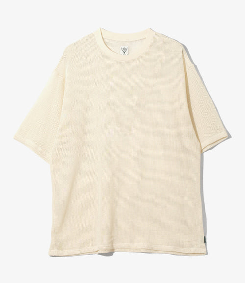 S/S Crew Neck Tee - White - Cotton Mesh