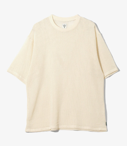 S/S Crew Neck Tee - White - Cotton Mesh
