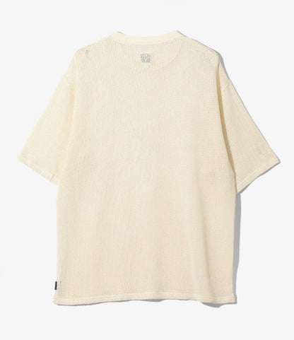 S/S Crew Neck Tee - White - Cotton Mesh