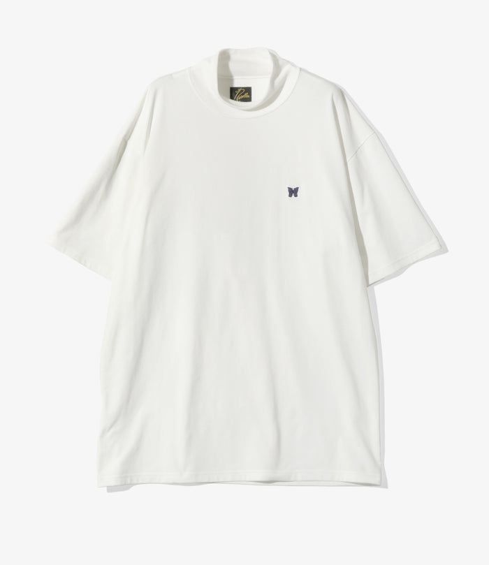 S/S Mock Neck Tee - White - Poly Jersey