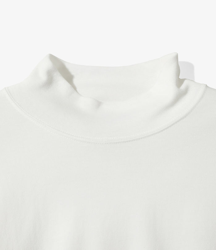 S/S Mock Neck Tee - White - Poly Jersey