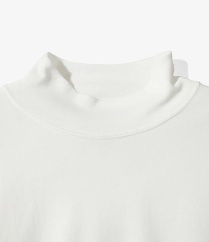 S/S Mock Neck Tee - White - Poly Jersey