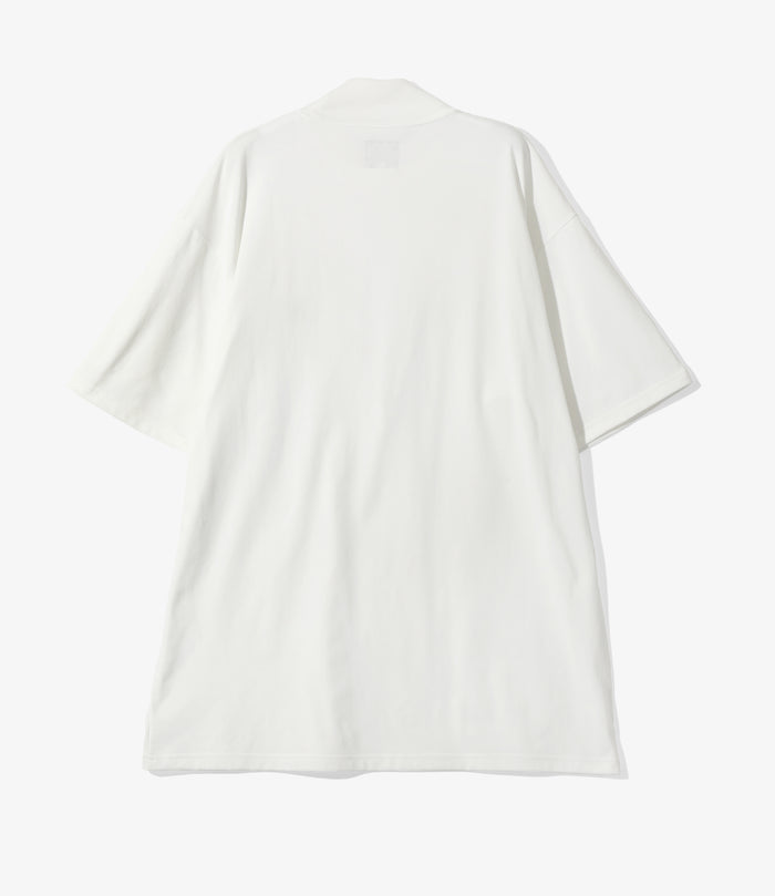 S/S Mock Neck Tee - White - Poly Jersey