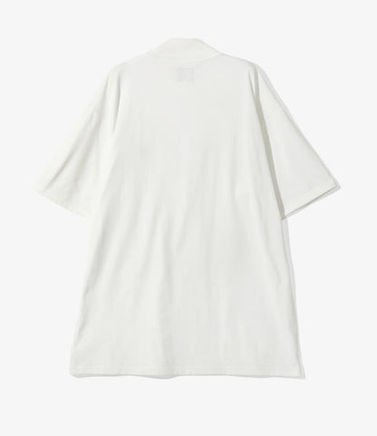 S/S Mock Neck Tee - White - Poly Jersey