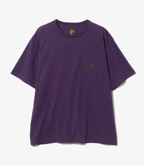S/S Papillon Emb. Pocket Tee - Purple - Cotton Jersey