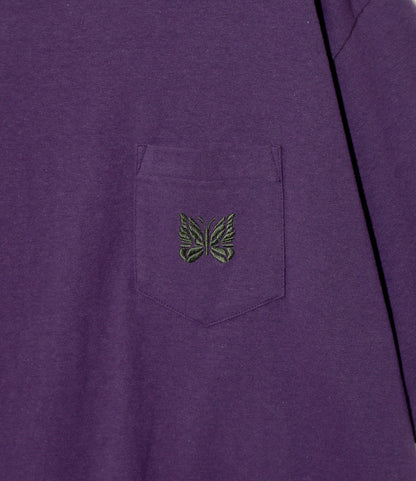 S/S Papillon Emb. Pocket Tee - Purple - Cotton Jersey