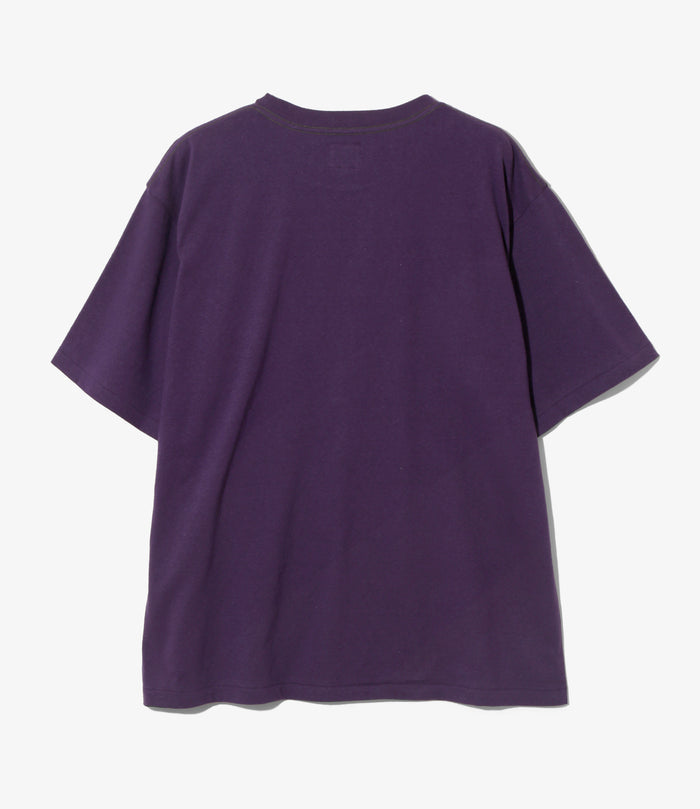 S/S Papillon Emb. Pocket Tee - Purple - Cotton Jersey