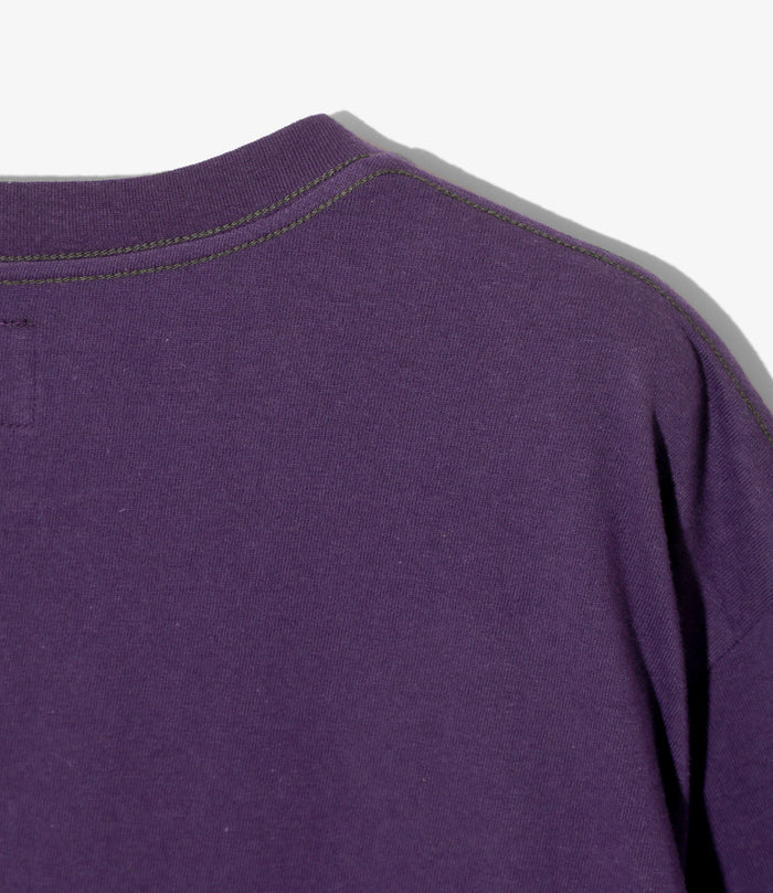 S/S Papillon Emb. Pocket Tee - Purple - Cotton Jersey