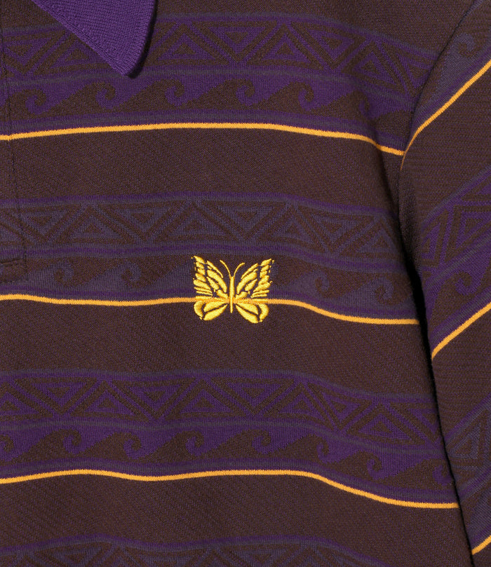 S/S Polo - Brown/Purple - Cotton Jacquard Jersey