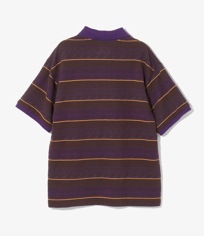S/S Polo - Brown/Purple - Cotton Jacquard Jersey