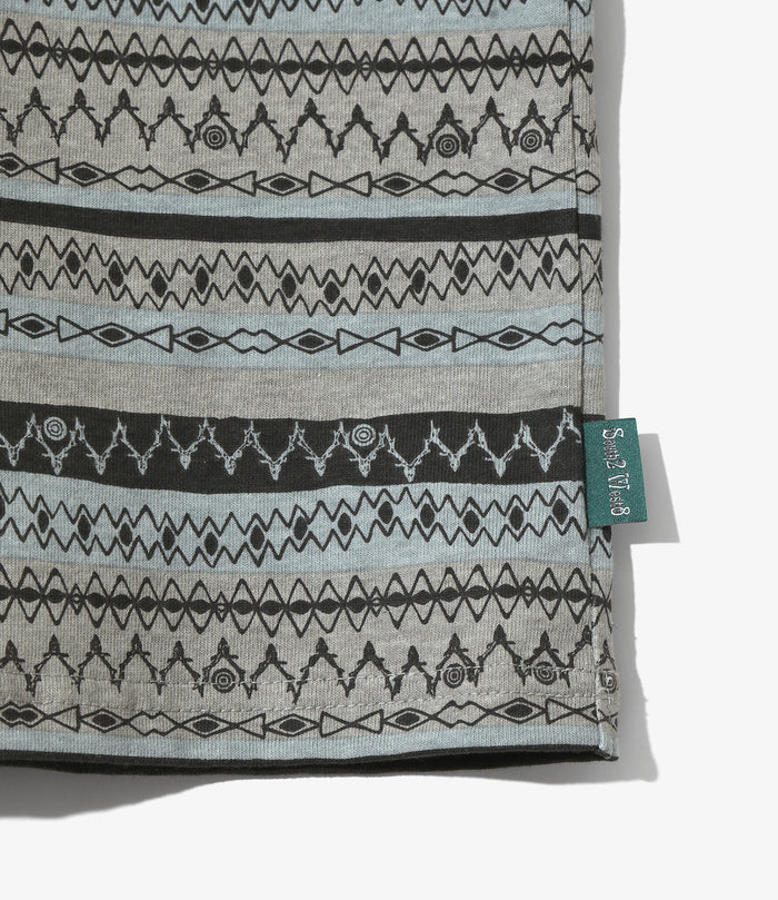 S/S Polo Shirt - Grey - Cotton Jersey / Stripe Printed