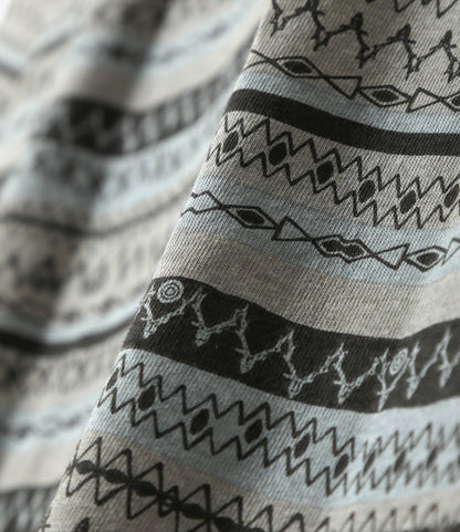 S/S Polo Shirt - Grey - Cotton Jersey / Stripe Printed