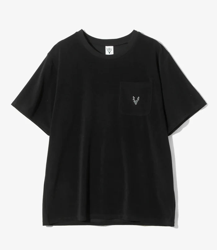 S/S Round Pocket Tee - Black - C/Pe Pile