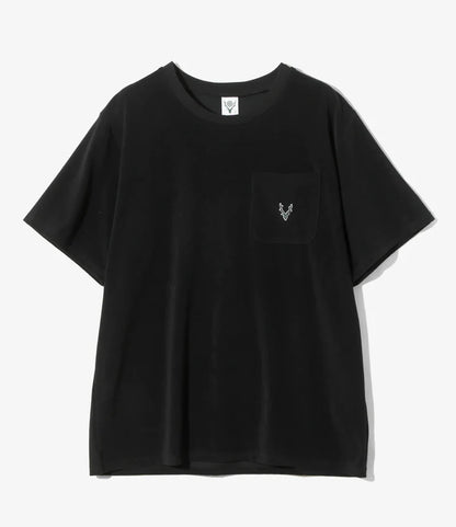 S/S Round Pocket Tee - Black - C/Pe Pile