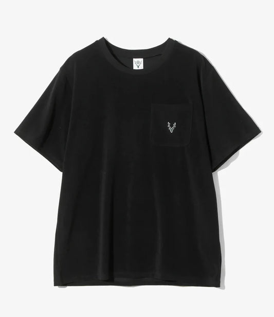 S/S Round Pocket Tee - Black - C/Pe Pile