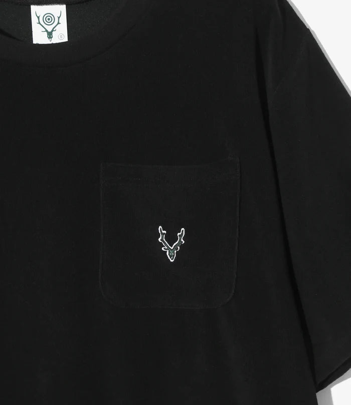 S/S Round Pocket Tee - Black - C/Pe Pile