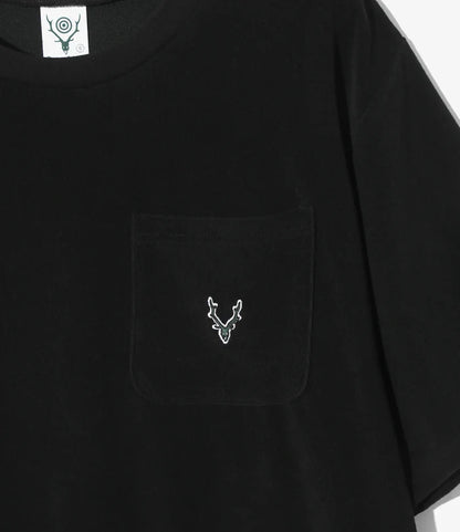 S/S Round Pocket Tee - Black - C/Pe Pile