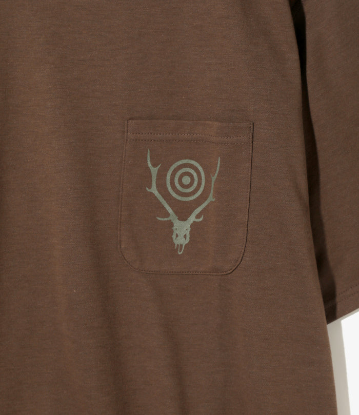 S/S Round Pocket Tee - Brown - Circle Horn