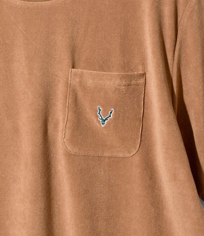 S/S Round Pocket Tee - Brown - C/Pe Pile